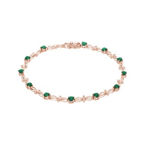 Armband 750/18 K Roségold mit Smaragden