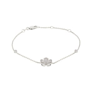 Armband 750/18 K Weissgold Blume mit Diamanten 0.32 ct H/si