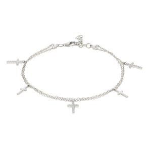Bracelet 750/18 K White Gold with Diamonds 0.11 ct H/si, Cross