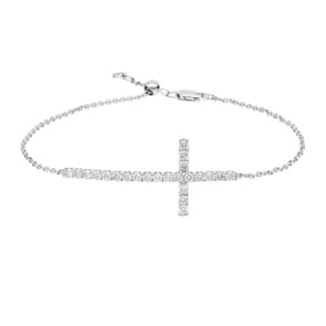 Armband 750/18 K Weissgold mit Diamanten 1.00 ct H/si, Kreuz