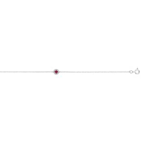 Bracelet 750/18 K White Gold with Ruby & Diamonds 0.04 ct