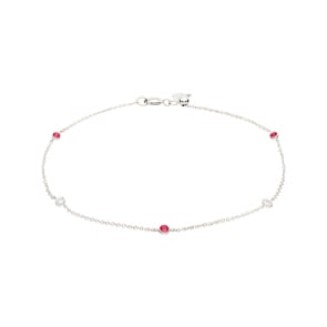 Bracelet or gris 750/18 ct avec rubis & diamants 0.06 ct H/si