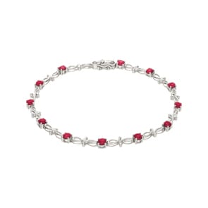 Armband 750/18 K Weissgold mit Rubinen