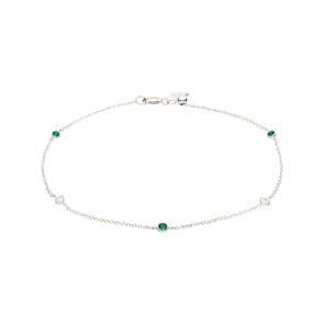 Armband 750/18 K Weissgold mit Smaragden & Diamanten 0.06 ct H/si