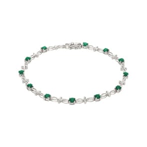 Bracelet or gris 750/18 ct avec émeraudes
