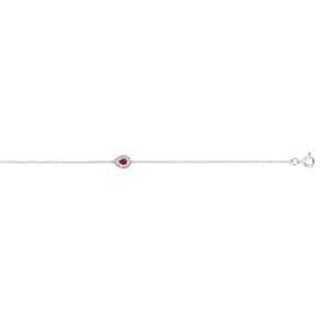Bracelet 750/18 K White Gold Drop with Ruby & Diamonds 0.01 ct
