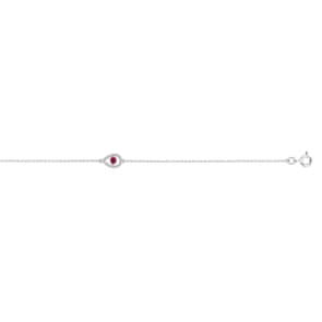 Armband 750/18 K Weissgold Tropfen mit Rubin & Diamanten 0.06 ct