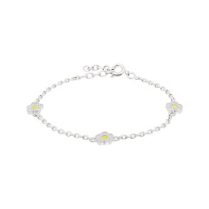 Armband 925 Silber rhodiniert 14cm, Blumen