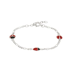 Armband 925 Silber rhodiniert 14cm, Marienkäfer