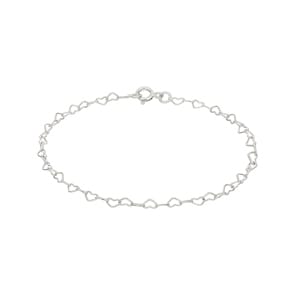 Armband 925 Silber rhodiniert 18cm, Herz