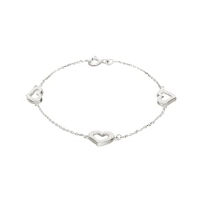 Armband 925 Silber rhodiniert 18cm, Herzen
