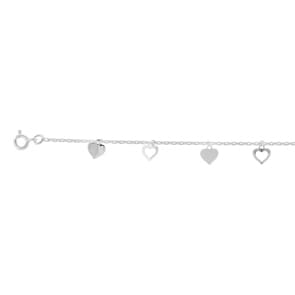Armband 925 Silber rhodiniert 18cm, Herzen