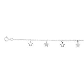 Armband 925 Silber rhodiniert 18cm, Sterne