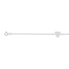Bracelet Argent 925 rhodié 19cm, Cœur