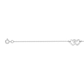 Bracelet Argent 925 rhodié 19cm, Cœurs