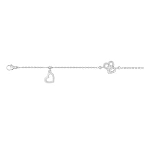 Armband 925 Silber rhodiniert mit Zirkonia 18cm, Herz