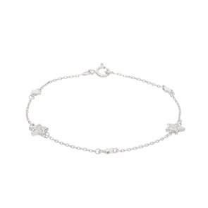 Armband 925 Silber rhodiniert mit Zirkonia 18cm, Sterne