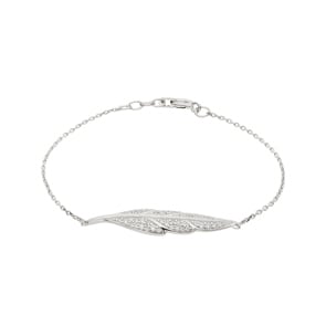 Armband 925 Silber rhodiniert mit Zirkonia 19cm, Feder