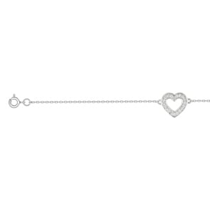 Armband 925 Silber rhodiniert mit Zirkonia 19cm, Herz