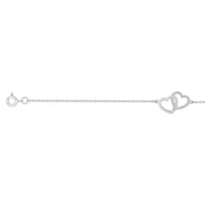 Bracelet Argent 925 rhodié avec zircones 19cm, Cœur