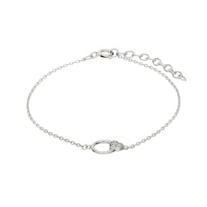 Armband 925 Silber rhodiniert mit Zirkonia 19cm, Herz