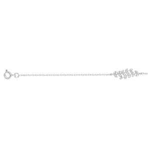 Bracelet Argent 925 rhodié avec zircones 19cm, Branche de laurier