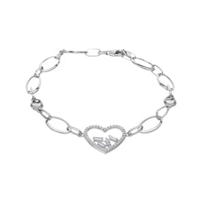 Armband 925 Silber rhodiniert mit Zirkonia, Herz