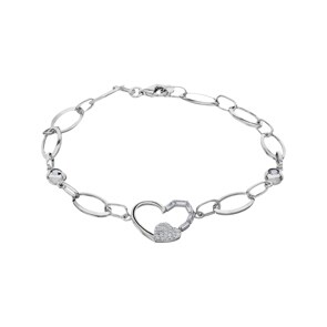 Armband 925 Silber rhodiniert mit Zirkonia, Herz