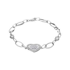 Armband 925 Silber rhodiniert mit Zirkonia, Herz