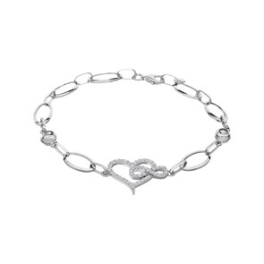 Bracelet Argent 925 rhodié avec zircones, Cœur et Infinity