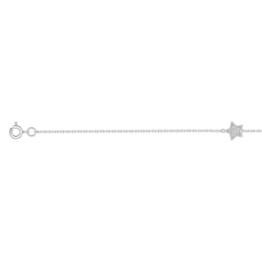 Bracelet Argent 925 rhodié avec zircones pavé 19cm, Étoile