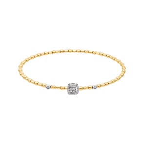 Bracelet jonc or bicolore 750/18 ct avec diamants 0.12 ct H/si