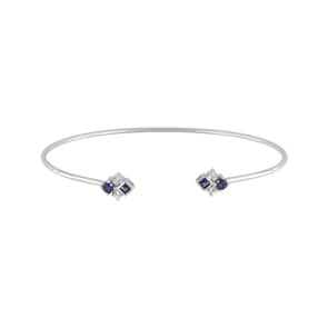 Armreif offen 750/18 K Weissgold mit Saphiren & Zirkonia