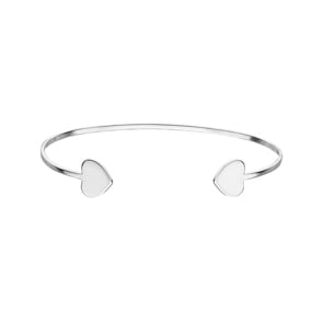 Bracelet Jonc ouvert Argent 925 rhodié 58 x 48mm, Cœur