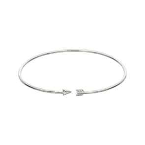 Bracelet Jonc ouvert Argent 925 rhodié 58 x 48mm, Flèche
