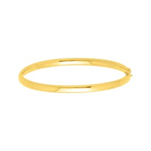 Hinged Bangle Semi Solid 750/18 K Yellow Gold 4mm