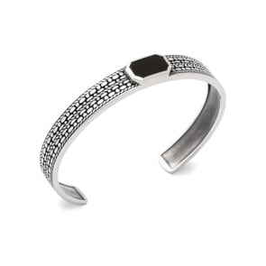 Armreif Quantum 925 Silber mit schwarzem Achat Ø 60mm