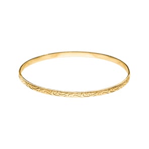 Armreif rund 750/18 K Gelbgold verziert 4mm