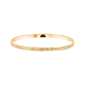 Armreif rund 750/18 K Gelbgold verziert 4mm