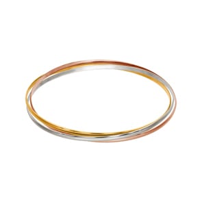 Bracelet Jonc ronde or tricolore 750/18 ct entrelacés