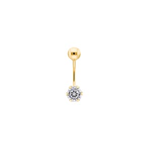 Bauchpiercing 750/18 K Gelbgold mit Zirkonia 6-Griff
