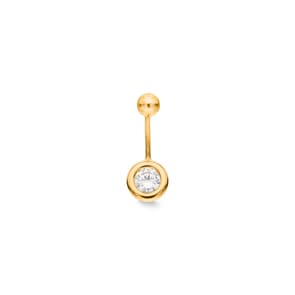Bauchpiercing 750/18 K Gelbgold mit Zirkonia Ø 9mm