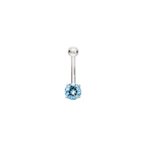 Bauchpiercing 750/18 K Weissgold mit Blautopas rund