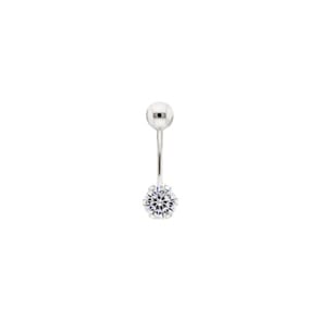 Bauchpiercing 750/18 K Weissgold mit Zirkonia 6-Griff