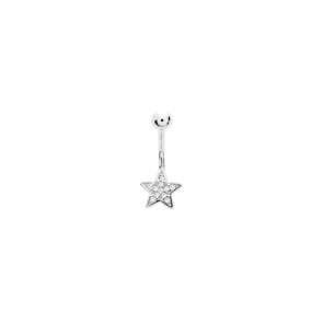 Bauchpiercing 925 Silber rhodiniert mit Zirkonia, Stern