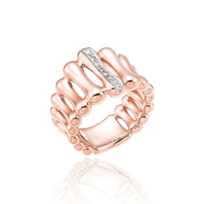 Chimento Bamboo Over Damenring 750 Roségold mit Diamanten 0.13 ct G/vs
