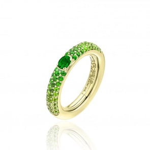 Chimento Forever Stack Me Damenring 750 Gelbgold mit Smaragden und Tsavoriten