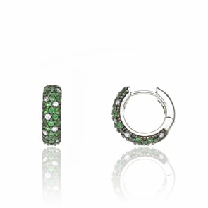 Chimento Forever Star Creolen 750 Weissgold mit Tsavoriten & Diamanten 0.23 ct G/vs