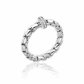 Chimento Stretch Spring Bague or gris 750 avec diamants 0.10 ct G/vs