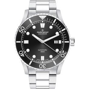 Claude Bernard Aquarider Automatic Date Silbrig / Schwarz